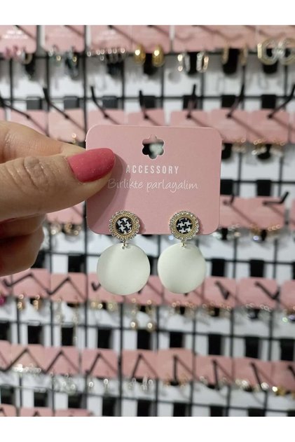 White Color Dangle Earrings