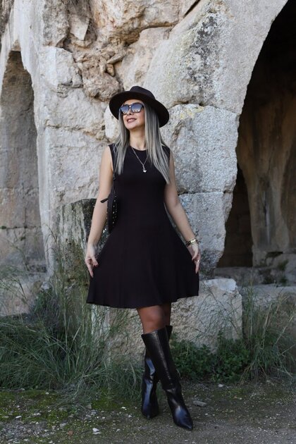 Bitter Brown Zero Sleeve Basic Dress