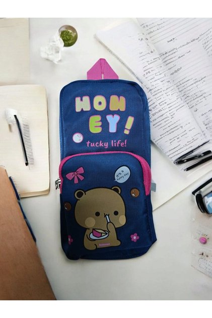 Three-Eyed Greyhound Honey Navy Blue Pencil Bag/Pencil Holder (160)