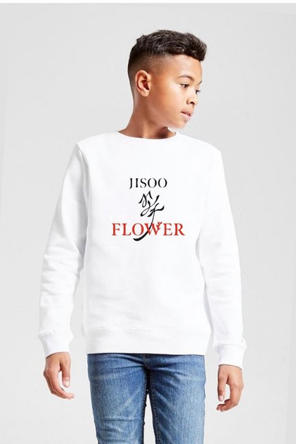 Jisoo Flower White Kids 2Ip Sweatshirt
