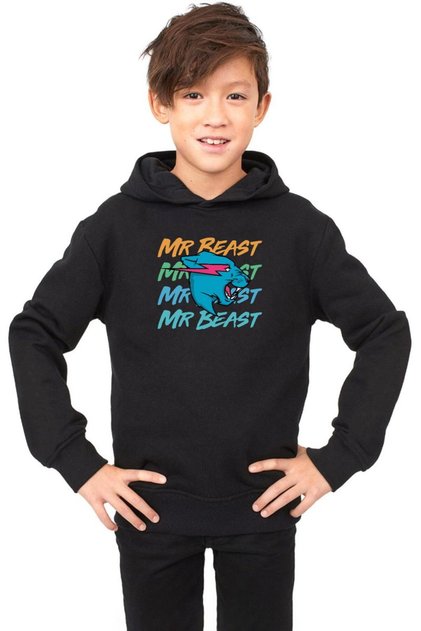Mr Beast Letter Black Kids 3ip Hoodie