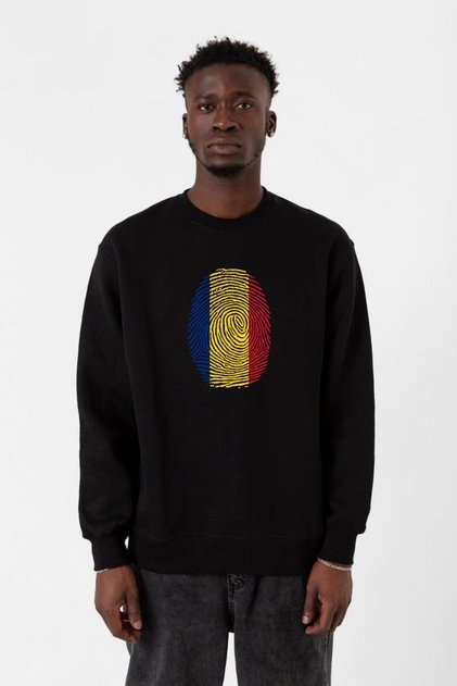 Romania Fingerprint Black Men's 2Ip Sweatshirt