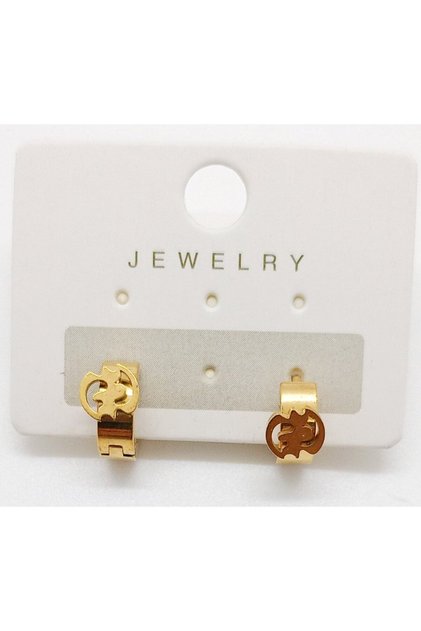 316 L Steel Gold Color Unisex Figured Earring