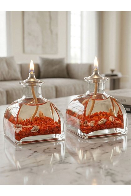 Ocean Red Dekoratif Kandil Mum 2'li Set
