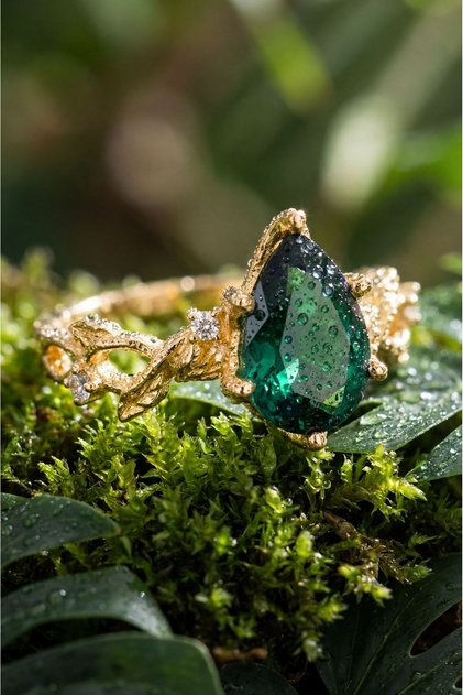 Emerald Grove 925 Ayar Gümüş Ayarlanabilir Yüzük