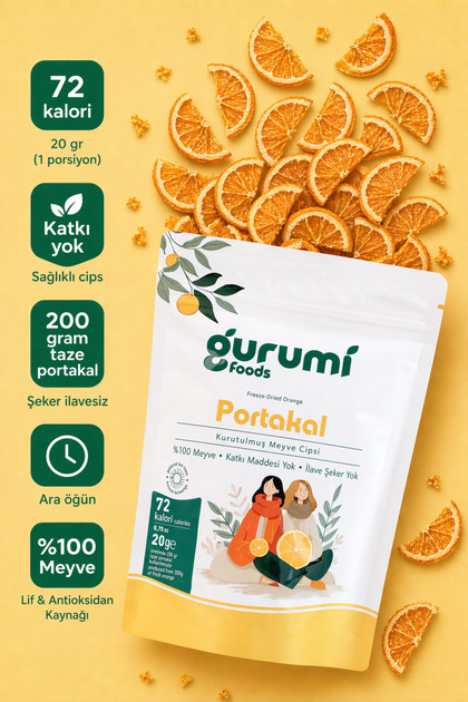 Gurumi Foods Portakal Kuru Meyve Cipsi - Dondurularak Kurutulmuş