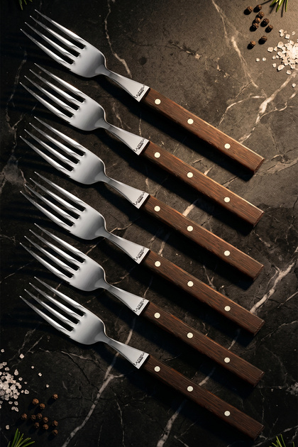 Hand Craft Serisi Steak Et Yemek Kahvaltı Çatalı 6 Lı Set Mutfak Bıçak Günlük Kullanım ( Mtf-061 )