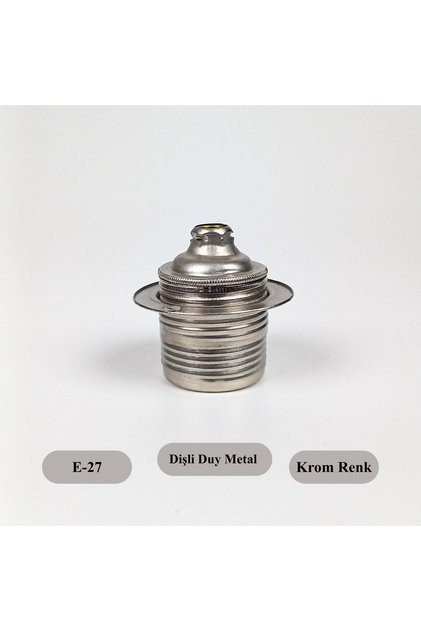 Dekoratif E27 Metal Halkalı Krom Renk Duy (1 ADET)