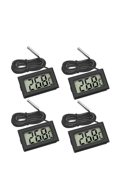 4 قطع من مقياس حرارة الثلاجة الرقمي مع شاشة LCD