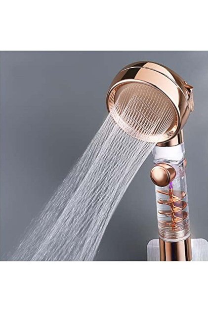 Filtered Shower Head,High Pressure Water Saving,3-Setting Spray,Gold