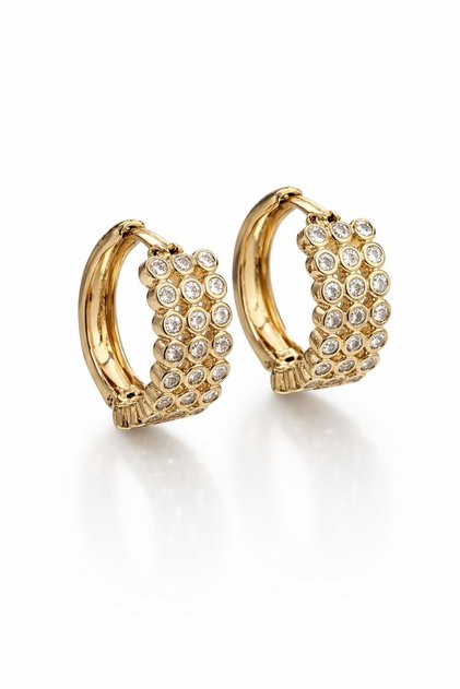 Eclat Zircon Xuping Women's Steel Hoop Earrings Non Tarnish Antiallergic Gold Color