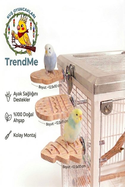 TrendMe قطعة واحدة من عصا الطيور الخشبية على شكل همبرغر - لعبة طبيعية للحب والسلطان
