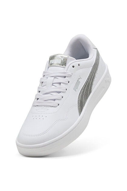 Puma Court Lally Metallic Whisper Kadın Beyaz Sneaker Ayakkabı