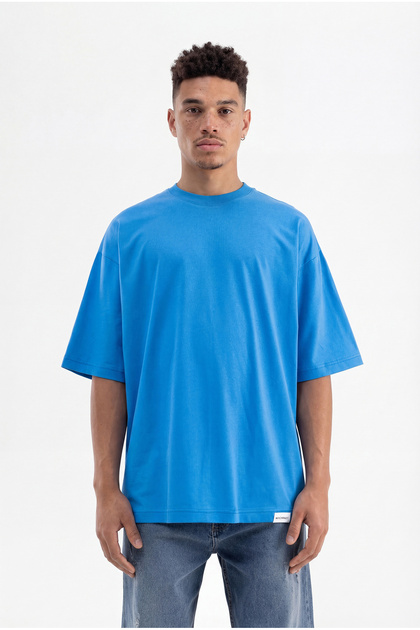 Men's Basic Cotton Super Oversize T-Shirt Blue
