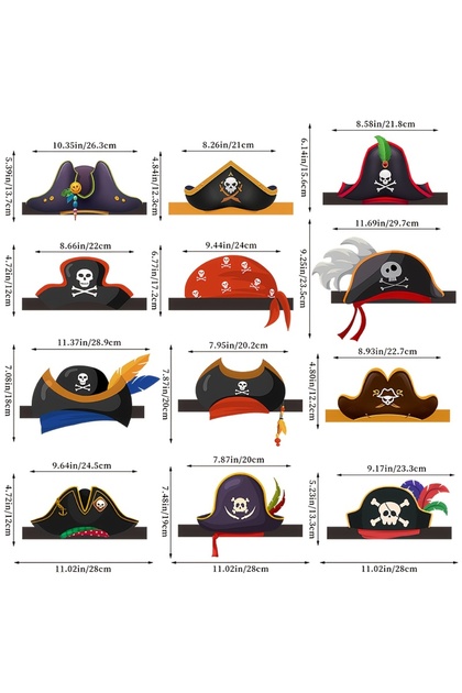 Pirate Themed Party Hat 12 Pieces
