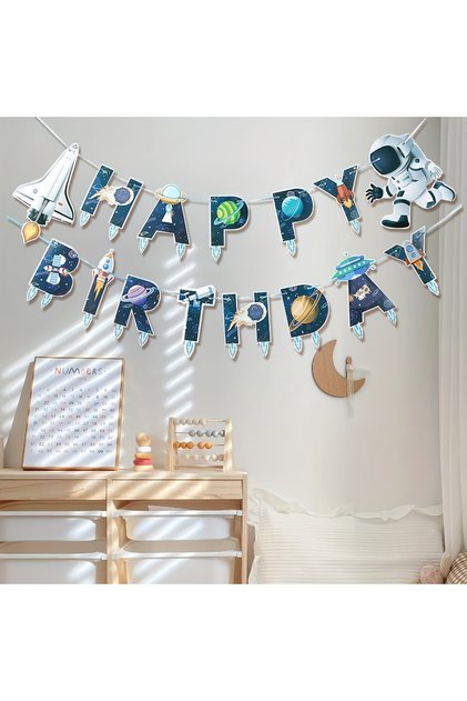 Space Themed Banner Birthday Decoration