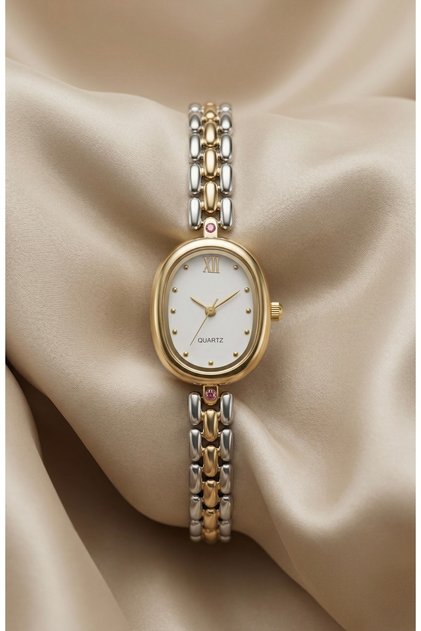 Women's Steel Watch Gold & Silver Color Oval Case Vintage Old Money Luxury | Elegant Stylish Women's Wristwatch 2026