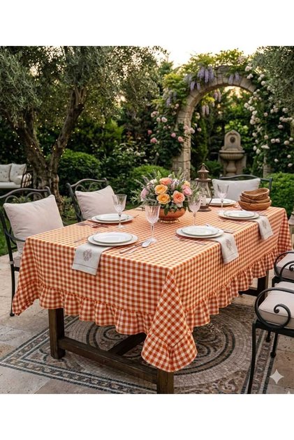 Ruffled Gingham Tablecloth