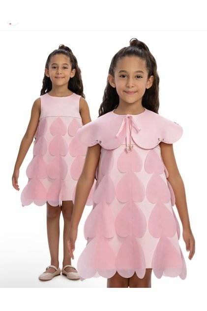 Li̇mi̇ Girl's Stylish Satin Dress with Detachable Collar and Lining