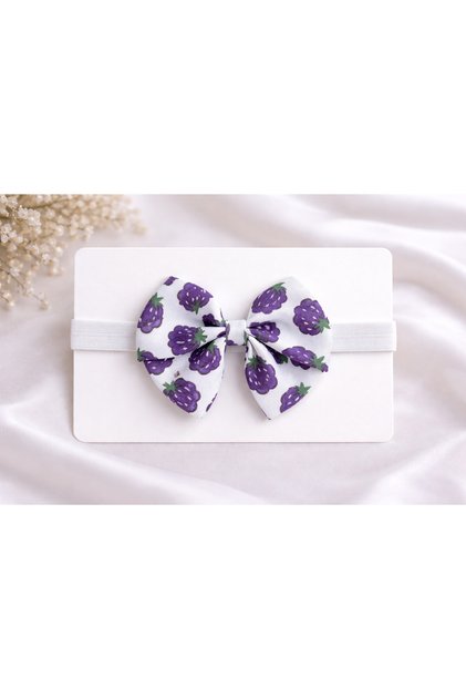 Baby Girl Blackberry Patterned Bow Bandana Headband