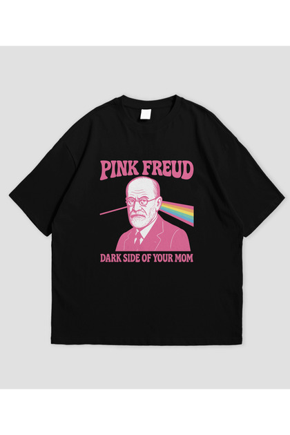 Presmono Unisex Siyah Mom Pink Floyd Sigmund Freud T-shirt