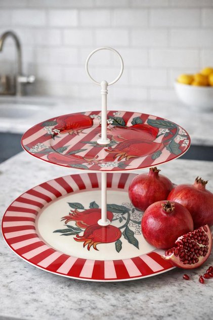 Narlı Porcelain 2-Tier Serving Bowl Tkebt Red