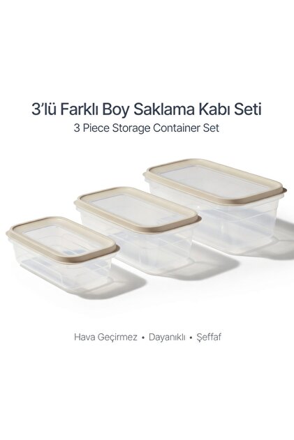 Set of 3 Rectangular Clear Storage Containers Airtight Pantry and Refrigerator Organizer