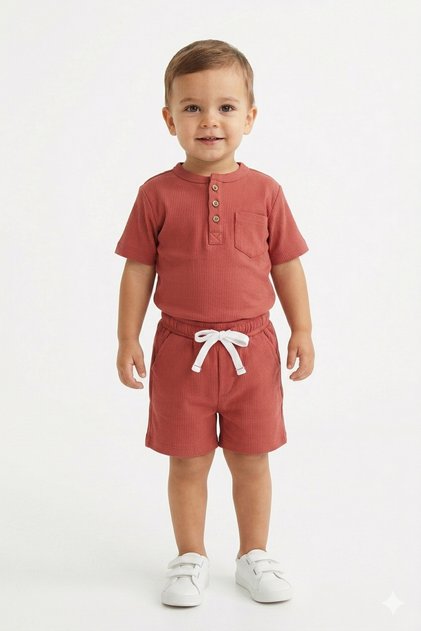 Girls & Boys 2-Piece Set 95% Cotton Tshirt-Shorts Unisex Tile
