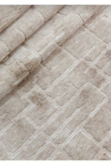 MODERN KABARTMALI TUĞLA DESENLİ LÜKS KAYMAZ JEL TABAN HALI KREM