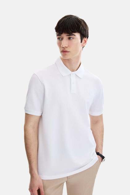 White Regular Fit Knitted Polo Neck T-Shirt
