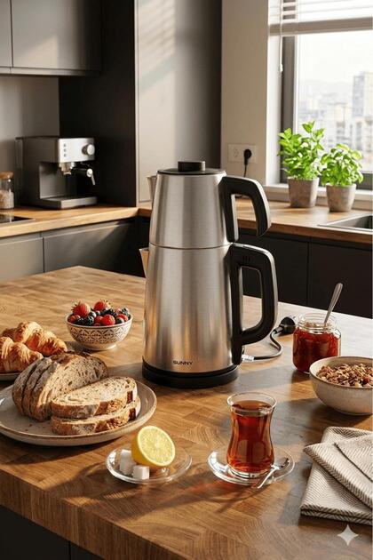 SN5CKM36 Teapot Paslanmaz Çelik Çay Makinesi 2000W 1.7 L Isıtıcı Sıcak Tutma Fonksiyonlu Inox