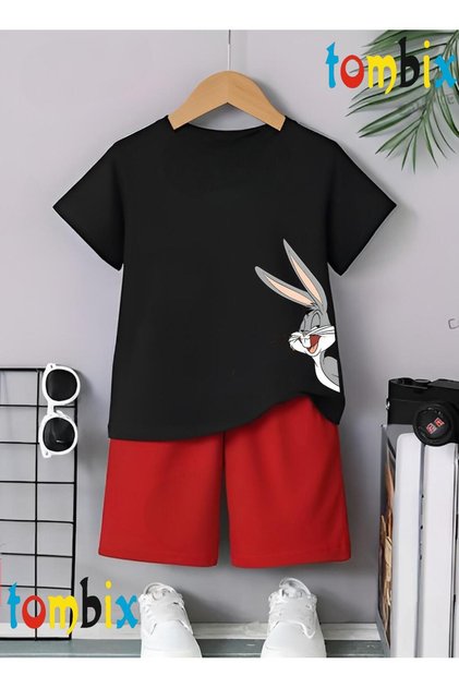 Yandan Rabbit Printed T-Shirt Shorts Summer Children's Set