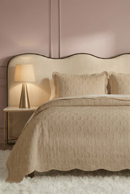 Sare Double Bedspread Set - Beige