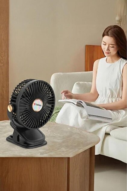 JANTJE＿ONTEMBAARミラー付きPortable fan Torima Şarjlı Masaüstü Vantilatör Mandallı Klipsli 800 Mah Işıklı