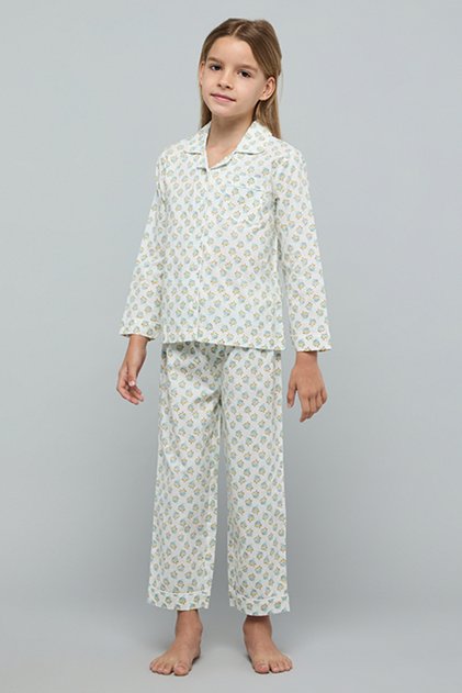 Printed Lapel Collar Pyjama Set