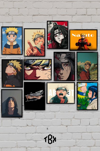 Set de pictură decorativă MDF Naruto Ninja Anime Manga Shonen Warrior, 12 piese
