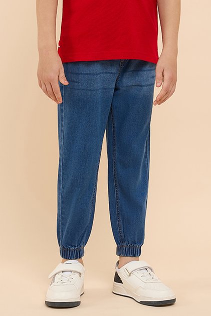 Washed Jogger Jeans with Drawstring Waist