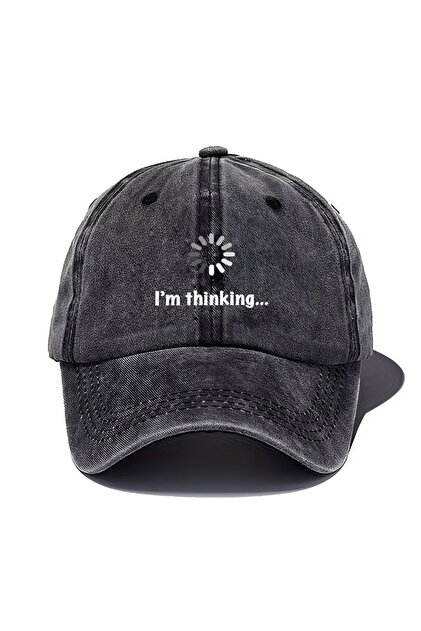 قبعة قابلة للغسل بتصميم عتيق مطبوع عليها I'm Thinking للجنسين