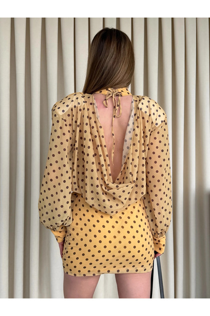 Laluvia Yellow Polka Dot Mini Dress - 6261- Trendyol