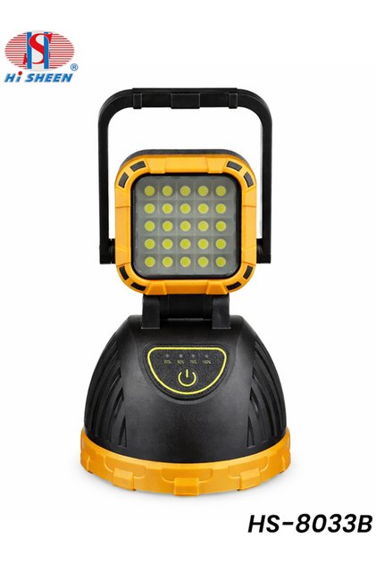 مصباح عمل LED يعمل بالطاقة الشمسية HS-8033B، كشاف قابل لإعادة الشحن، بنك طاقة USB، مصباح طوارئ للتخييم