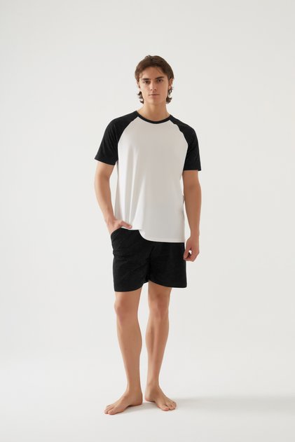 Men's Cotton Pocket Detailed Raglan Sleeve Pajamas Set