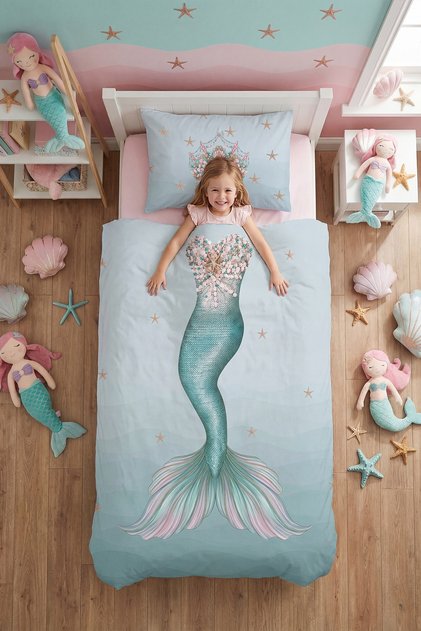 Coral Queen Patterned Single Baby Kids Duvet Cover Set