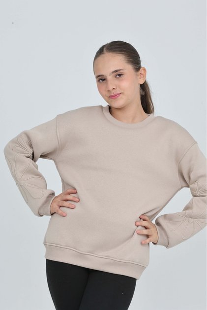 Girl's Relax Fit Crew Neck Drop Shoulder Sweatshirt