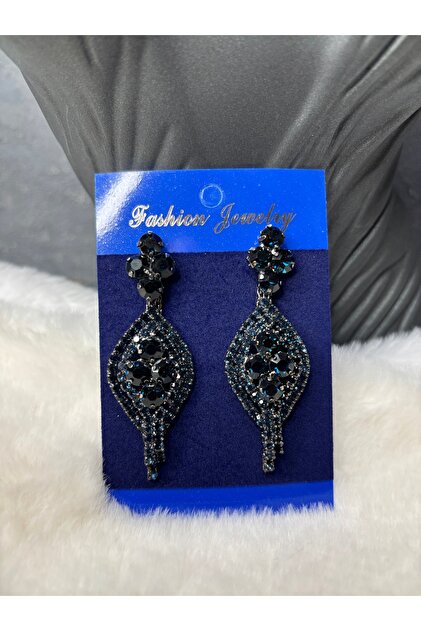 Hayalperest boncuk Vale Model Design Crystal Stone Large Size Evening Dress  Earrings- Trendyol