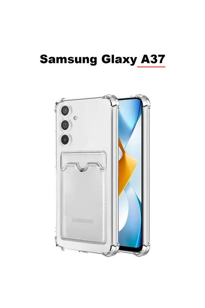 Samsung Galaxy A37 Compatible Card Holder Wallet Transparent Edge Protected Corners Tank Phone Case
