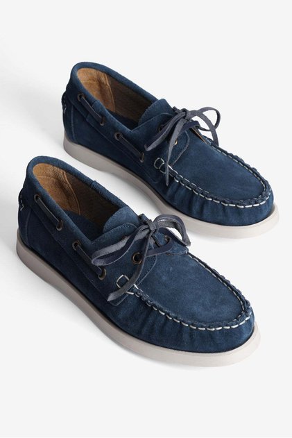Women's Genuine Suede Lace-Up Loafer Casual Shoes Torin Navy Blue
