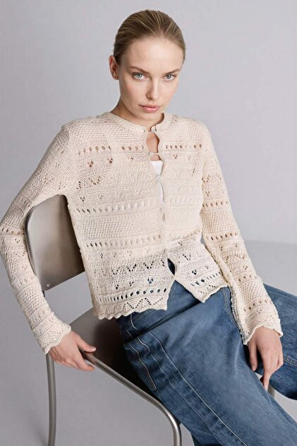 Regular Fit Round Neck Knitwear Cardigan H2164Ax26Sp