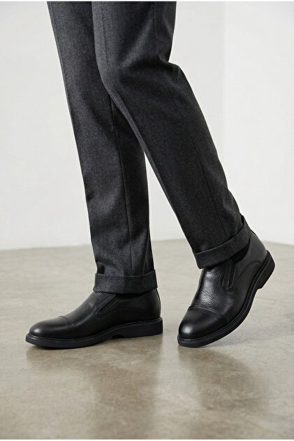 Men's Black Inner and Outer Genuine Leather Eva Sole Comfortable Casual Shoes