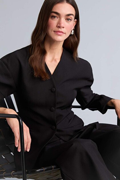 Defacto Fıtted V Yaka Krep Blazer Ceket H0904AX26SM - Fiyatı