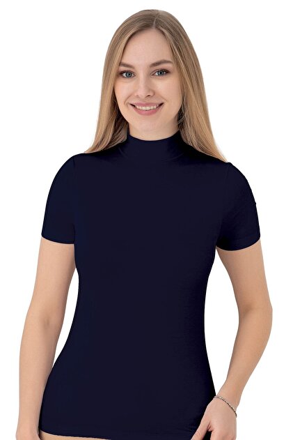 Organic Bamboo Half Turtleneck Short Sleeve Women's Bodysuit